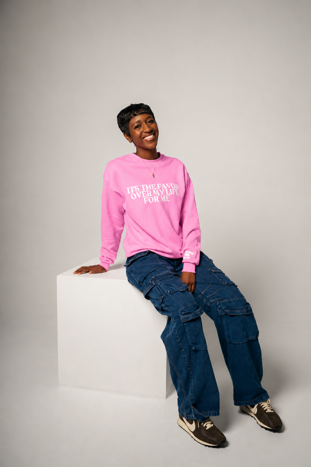 " IT'S THE FAVOR OVER MY LIFE FOR ME " CREWNECK SWEATERS